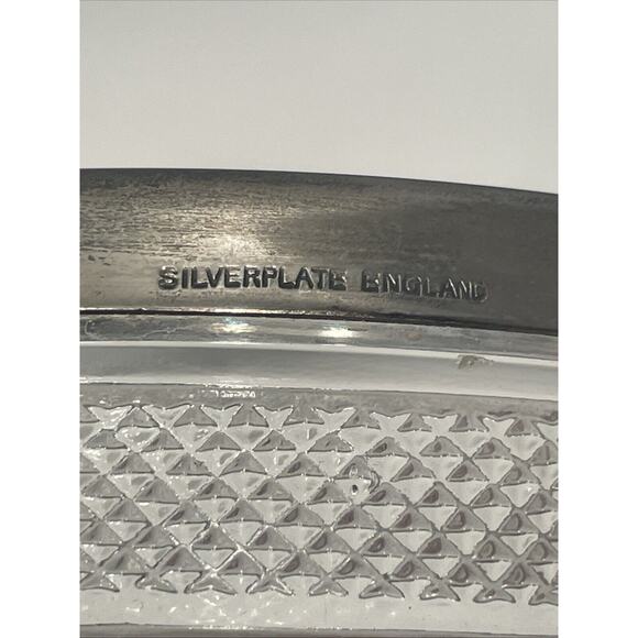 Vintage Silver Plated Edged Crystal Sugar Bowl From England - With Spoon - Picture 7 of 9